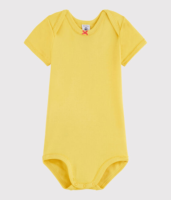 Kurzärmeliger Baby-Body Mädchen gelb BLE