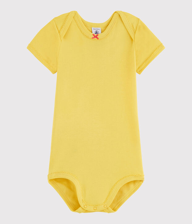Kurz&auml;rmeliger Baby-Body M&auml;dchen gelb