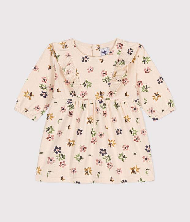 Lang&auml;rmeliges Baby-Kleid aus Doppeljersey naturfarben/vielfarbig