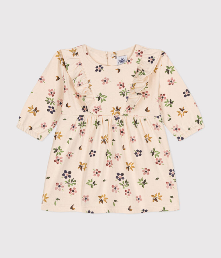 Lang&auml;rmeliges Baby-Kleid aus Doppeljersey naturfarben/vielfarbig