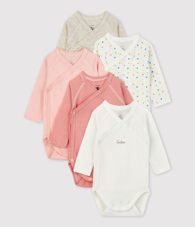 5er-Set Baby-Bodys aus Bio-Baumwolle vielfarbig