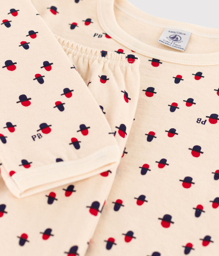 Kinderpyjama aus Doppeljersey naturfarben/rot/vielfarbig