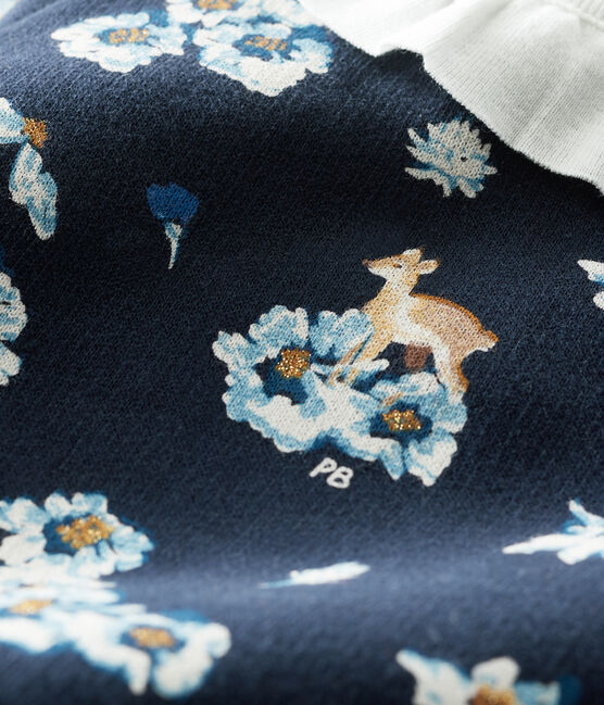 Langärmeliges bedrucktes Kleid für Baby Mädchen blau SMOKING/weiss MULTICO