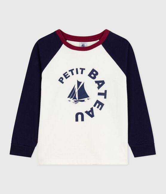 Langärmeliges Kinder-T-Shirt aus Baumwolle im Colorblock blau MILK/ SOIR