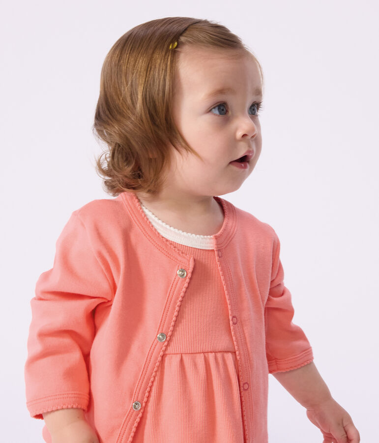 Baby-Cardigan aus einfarbiger Baumwolle rosa