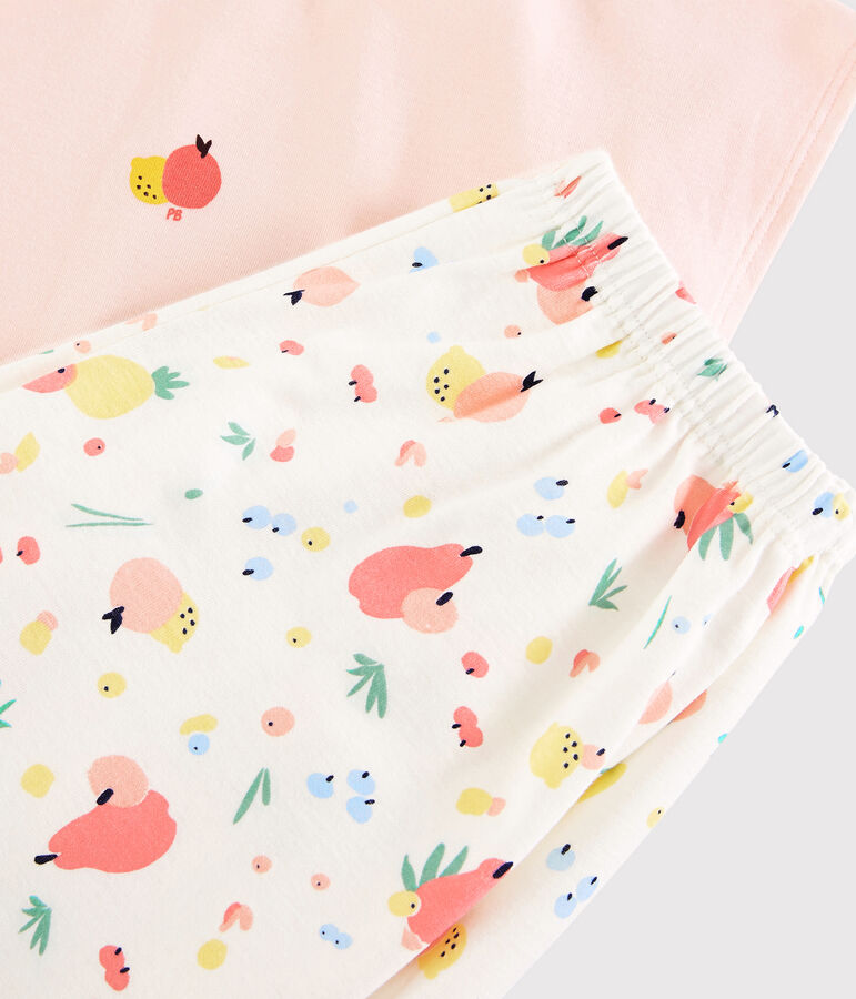 Kurzpyjama aus Bio-Baumwolle mit Obstmotiv f&uuml;r M&auml;dchen/Damen rosa FLEUR/weiss MULTICO