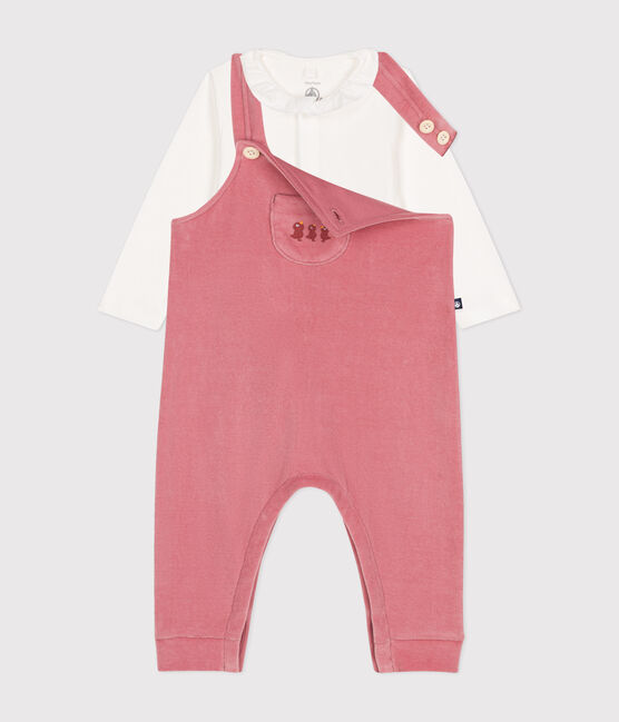 Baby-Set Latzhose aus Nicki rosa ROSEWOOD