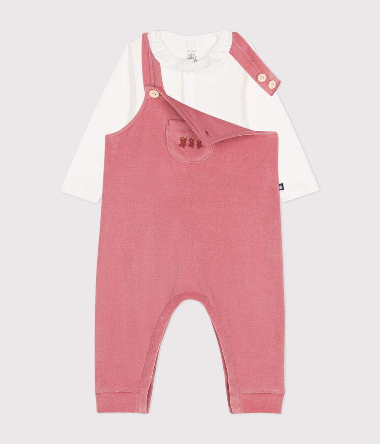Baby-Set Latzhose aus Nicki rosa