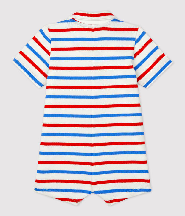 Baby-Kurzoverall aus dickem Jersey weiss/vielfarbig