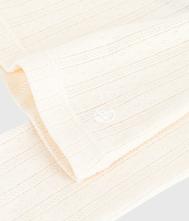 Lang&auml;rmeliges Damen-T-Shirt L&rsquo;Iconique aus Baumwolle mit Lochstickerei naturfarben