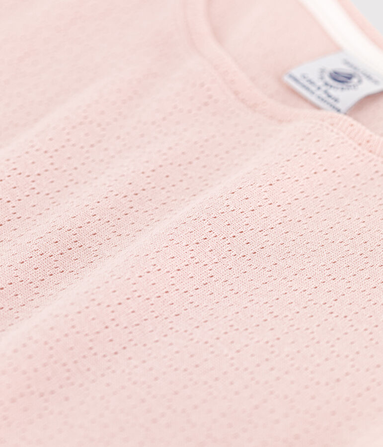 Einfarbiger Kurz-Pyjama aus Ajour-Baumwolle f&uuml;r kleine M&auml;dchen rosa SALINE