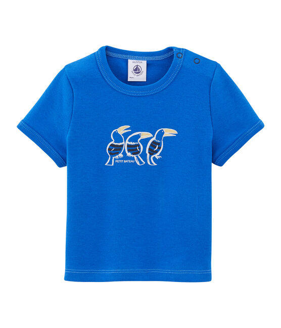 Einfarbiges Baby-T-Shirt für Jungen blau DELFT