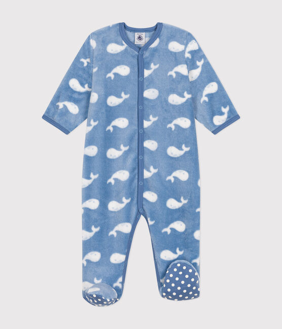 Baby Overall-Pyjama aus Fleece blau BEACH/ MARSHMALLOW