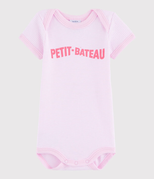 Kurz&auml;rmeliger Baby-Body M&auml;dchen rosa/weiss
