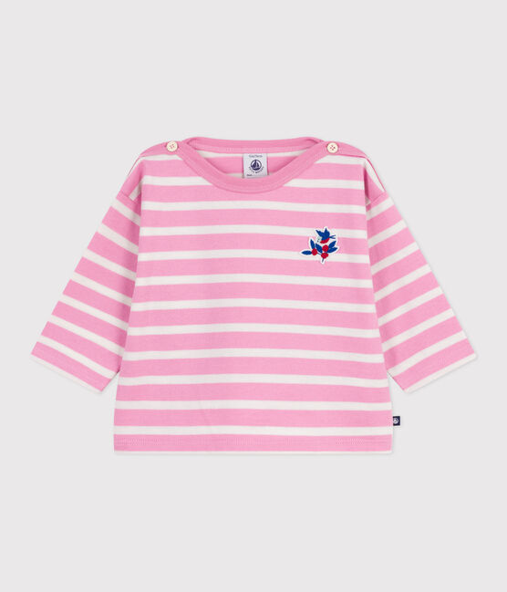 Baby-Streifenshirt aus Baumwolle rosa BOUDOIR/ MILK