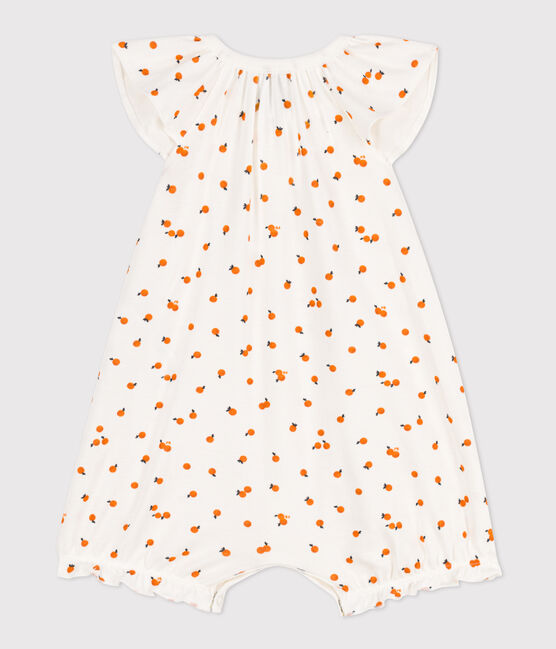 Baby-Kurzoverall aus Baumwolle mit Orangenmotiv weiss MARSHMALLOW/weiss MULTICO