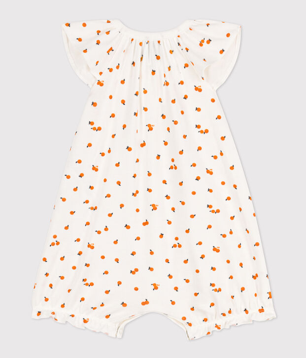 Baby-Kurzoverall aus Baumwolle mit Orangenmotiv weiss/vielfarbig