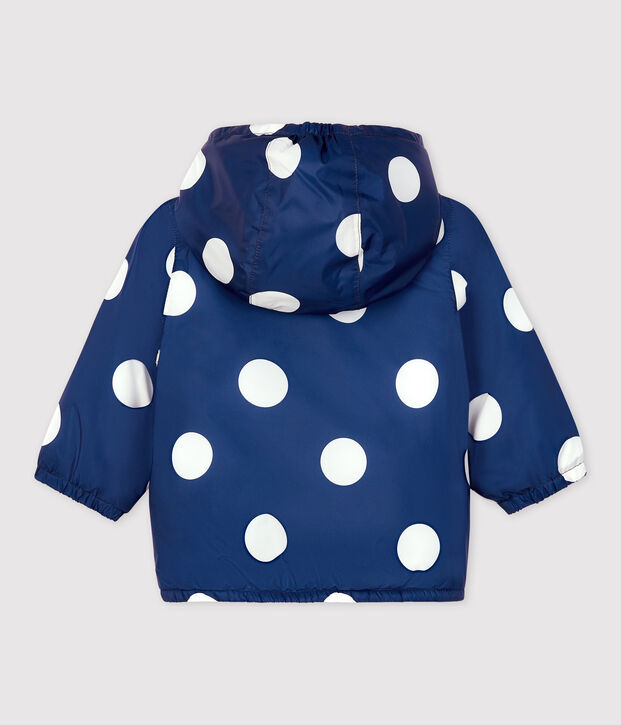Warme Baby-Windjacke aus recyceltem Polyester blau/weiss