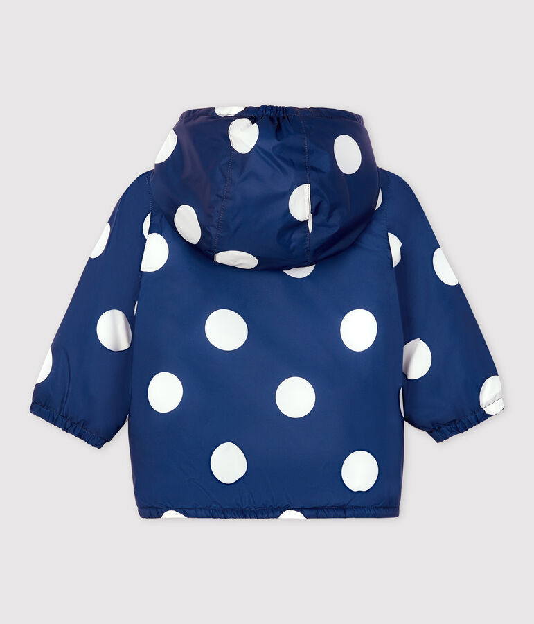 Warme Baby-Windjacke aus recyceltem Polyester blau MEDIEVAL/weiss MARSHMALLOW