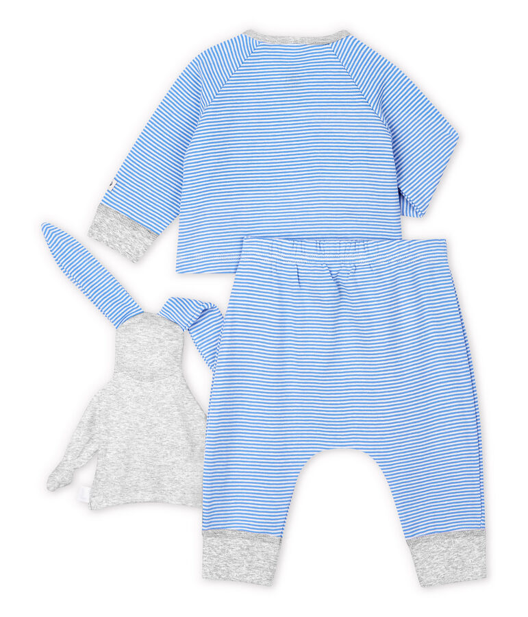 Dreiteiliges Baby-Set aus Bio-Baumwolle in Blau blau/weiss