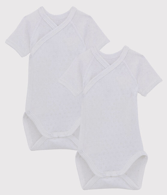 2er-Set kurzärmelige Baby-Bodys im Kimono-Schnitt aus Bio-Baumwolle mit Lochmuster variante 1