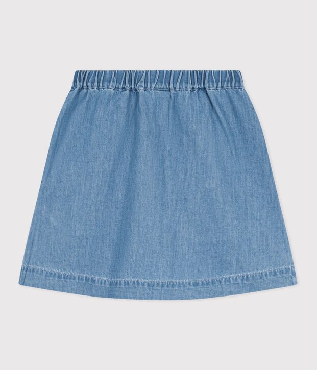 Kurzer Kinder-Rock aus einfarbiger Baumwolle blau