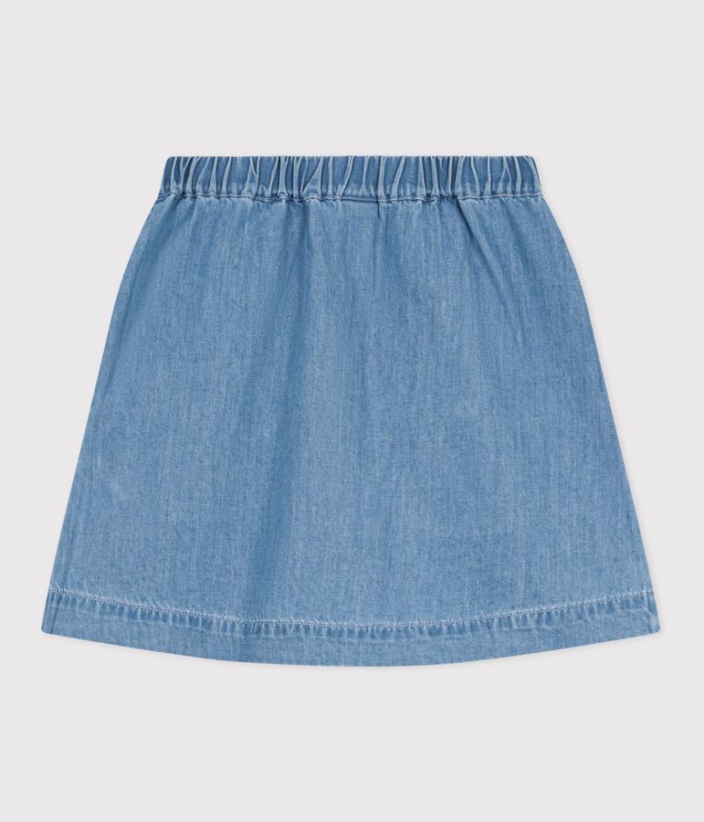 Kurzer Kinder-Rock aus einfarbiger Baumwolle blau DENIM CLAIR