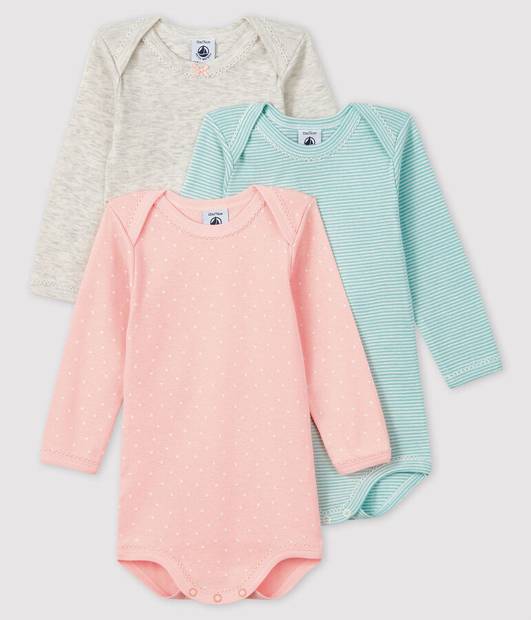 3er-Set lang&auml;rmlige Baby-Bodys f&uuml;r M&auml;dchen vielfarbig