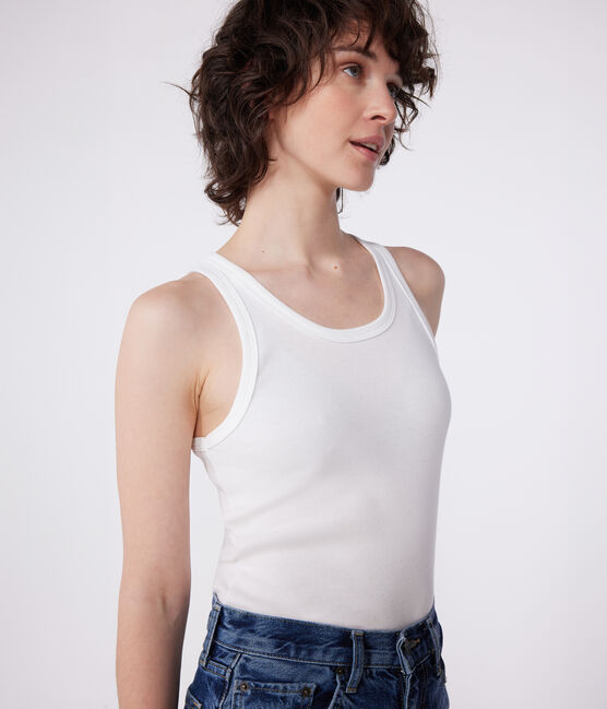 Damen-Tanktop L’Iconique aus Baumwolle weiss ECUME