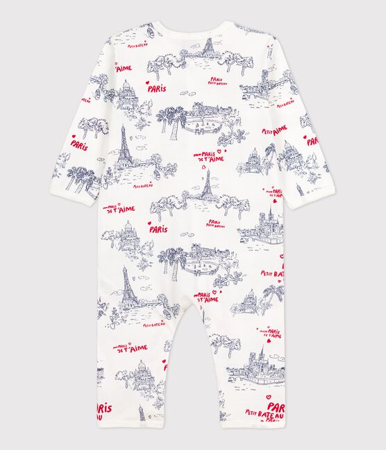 Baby-Strampler Paris ohne Füße aus Baumwolle weiss MARSHMALLOW/weiss MULTICO