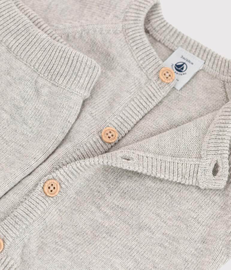 Zweiteiliges Baby-Set aus Woll- und Baumwoll-Strick grau BELUGA CHINE