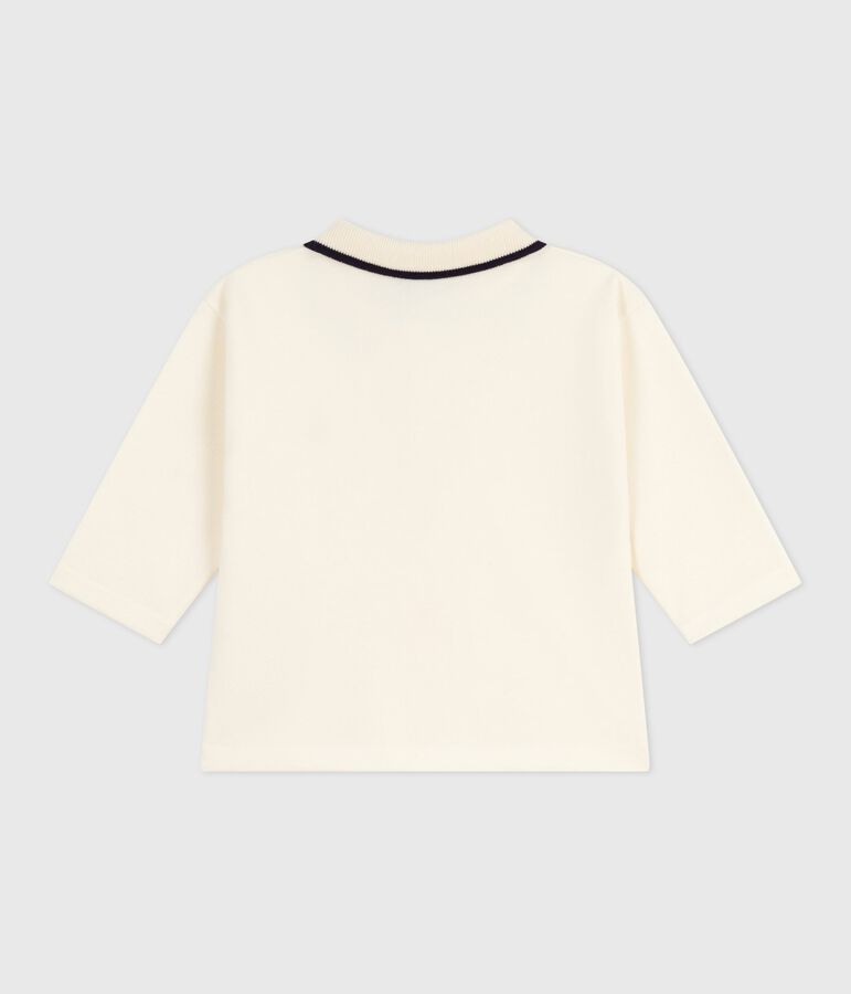 Lang&auml;rmeliges Baby-Poloshirt aus einfarbiger Baumwolle naturfarben