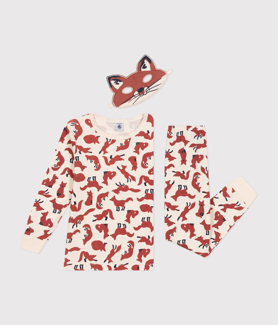 Kinder-Pyjama zum Verkleiden mit Fuchsmotiv aus Baumwolle weiss AVALANCHE/ MULTICO