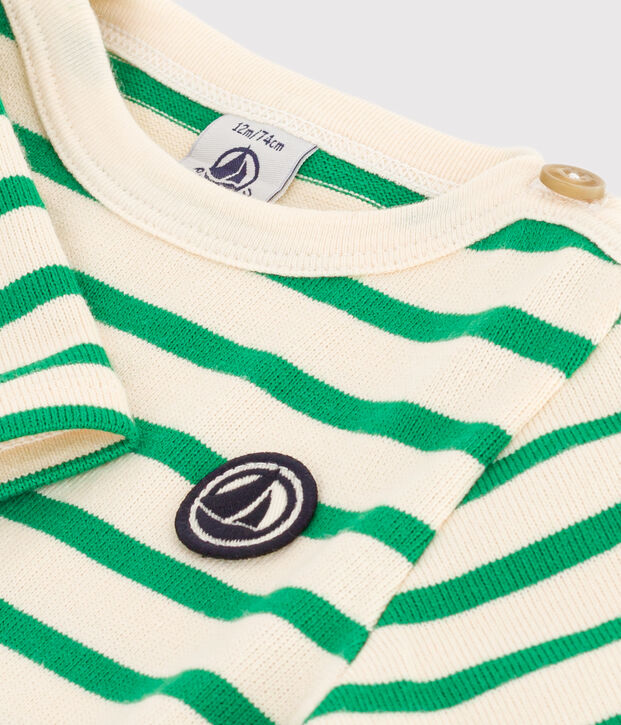 Baby-Matrosenshirt aus dickem Baumwolljersey naturfarben/gr&uuml;n