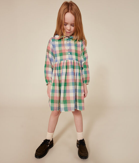 Langärmeliges Kinder-Kleid aus Musselin für Mädchen weiss AVALANCHE/ MULTICO