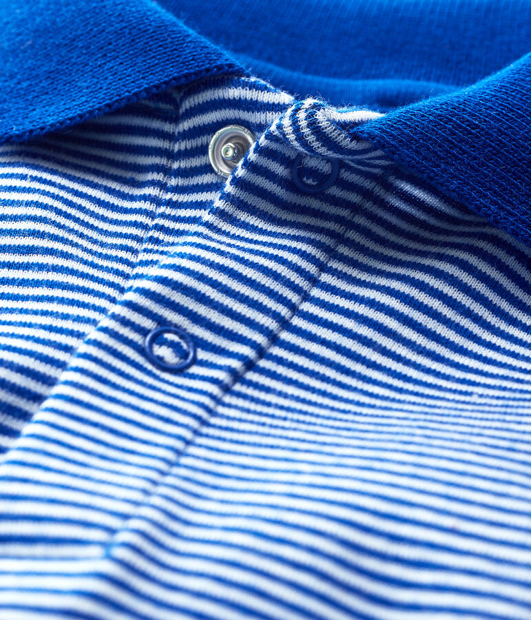 Kurz&auml;rmeliger Baby-Body mit Polo-Kragen aus Baumwolle f&uuml;r Jungen blau/weiss