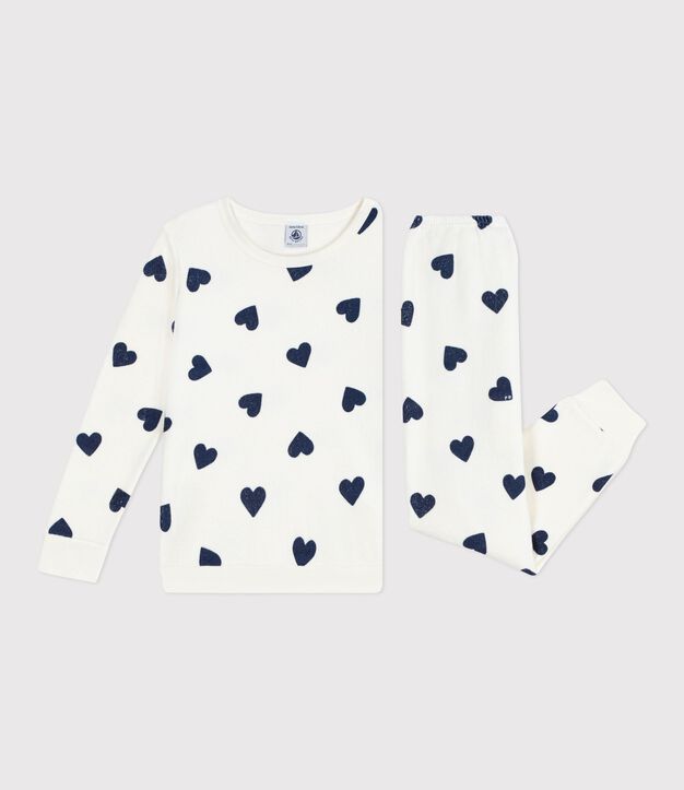 Kinder-Pyjama aus Baumwoll-Frottee mit Herz-Motiv blau/blau