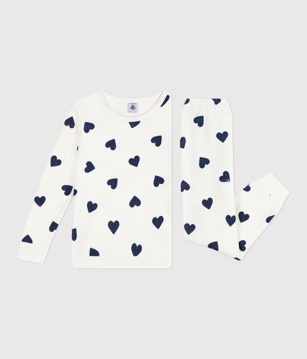 Kinder-Pyjama aus Baumwoll-Frottee mit Herz-Motiv blau/blau