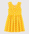 Kurzärmeliges Kinder-Kleid aus Leinen für Mädchen gelb SHINE/weiss MARSHMALLOW