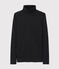 Rollkragenshirt aus Baumwolle für Damen schwarz NOIR