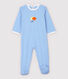 Blau gestreifter Baby-Strampler aus Baumwolle mit Früchte-Motiv