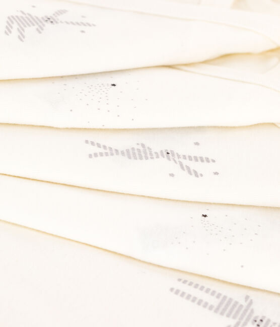 Set mit 5 kurzärmeligen, weißen Baby-Bodys im Kimono-Schnitt aus Bio-Baumwolle variante 1