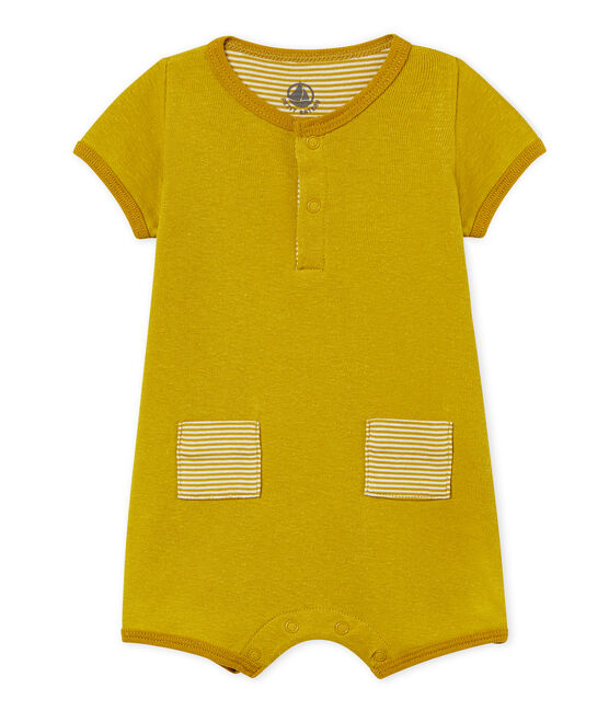 Baby-kurzoverall jungen aus baumwolle/leinen grün BAMBOO