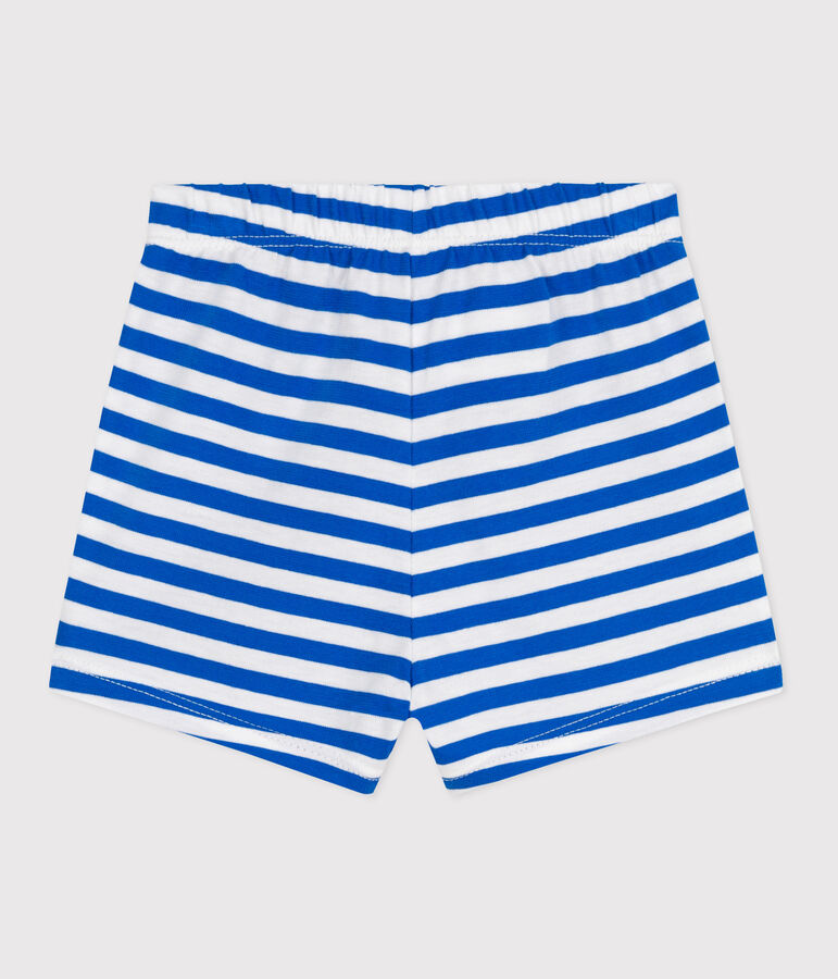 Baby-Shorts aus gestreifter Baumwolle blau/weiss