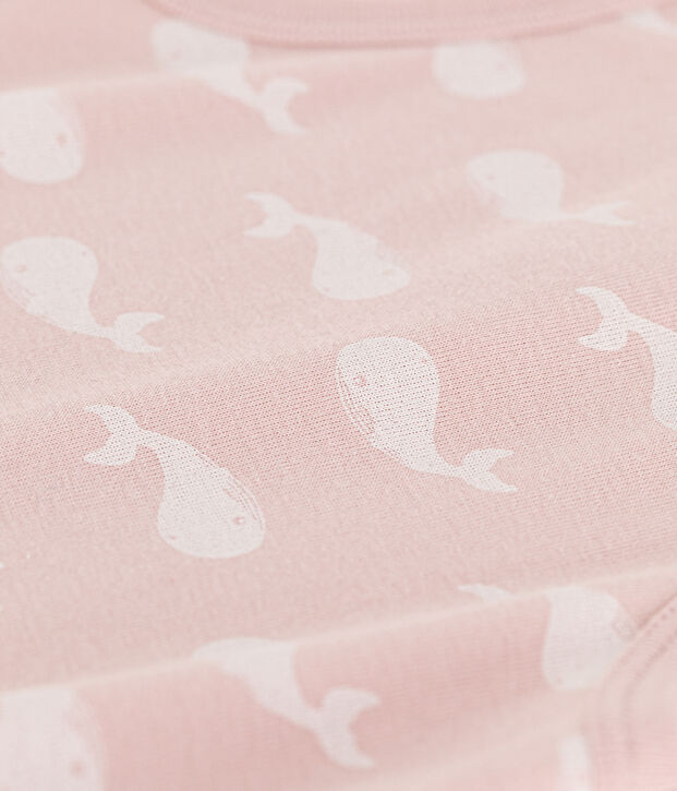 Baby-Kurzoverall aus Baumwolle mit rosa Walen rosa/weiss