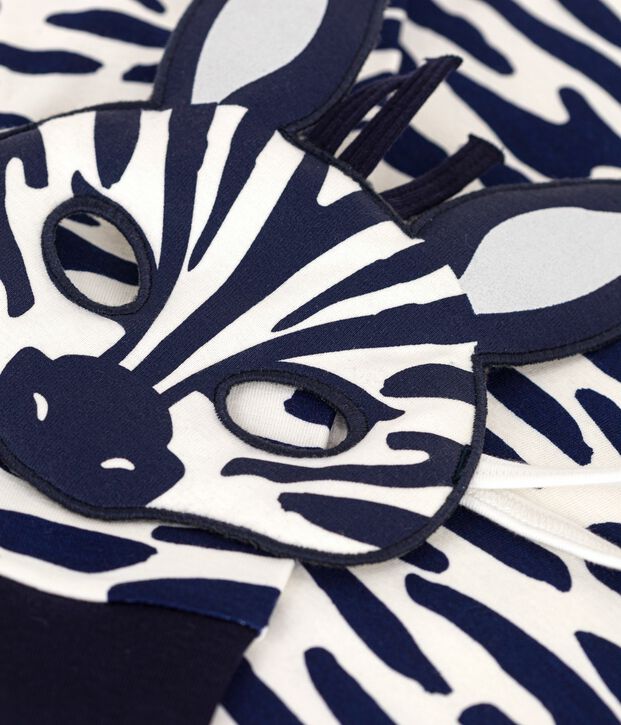 Kinder-Pyjama zum Verkleiden aus Baumwolle mit Zebra-Motiv blau/blau