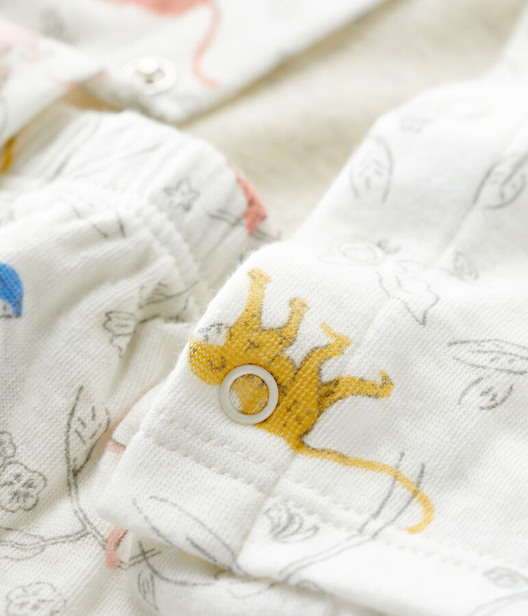 Dreiteiliges Baby-Set aus Bio-Doppeljersey mit Affenprint weiss MARSHMALLOW/weiss MULTICO