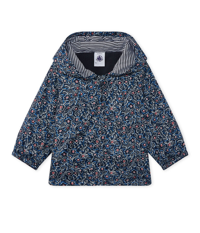 Bedruckter Baby-M&auml;dchen-Anorak mit Kapuze blau/vielfarbig