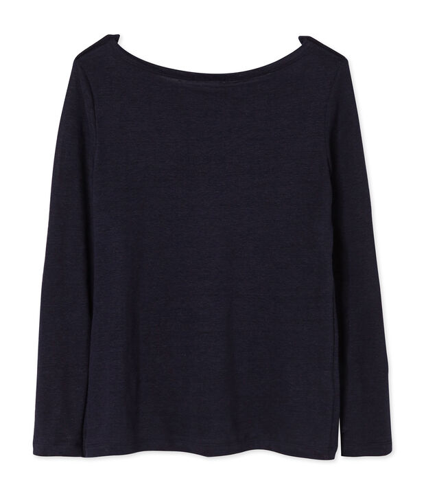Damen-T-Shirt aus Leinen blau
