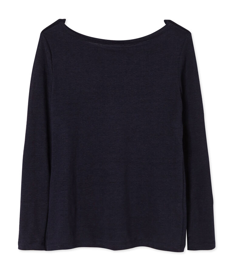 Damen-T-Shirt aus Leinen blau SMOKING